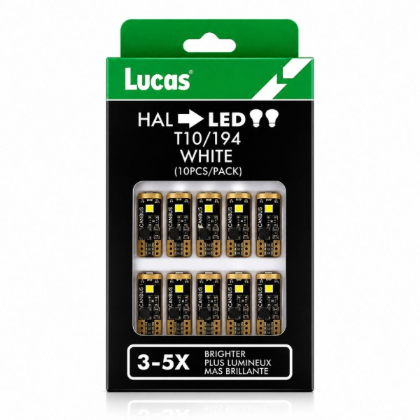 LUCAS LIGHTING T10 194 10 PACK  (WHITE)